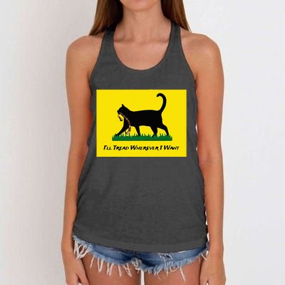 Cat Flag ILl Tread Wherever I Want Women's Knotted Racerback Tank