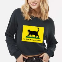 Cat Flag ILl Tread Wherever I Want Cropped Pullover Crew