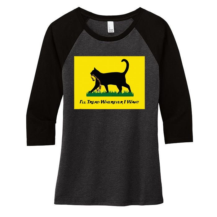 Cat Flag ILl Tread Wherever I Want Women's Tri-Blend 3/4-Sleeve Raglan Shirt