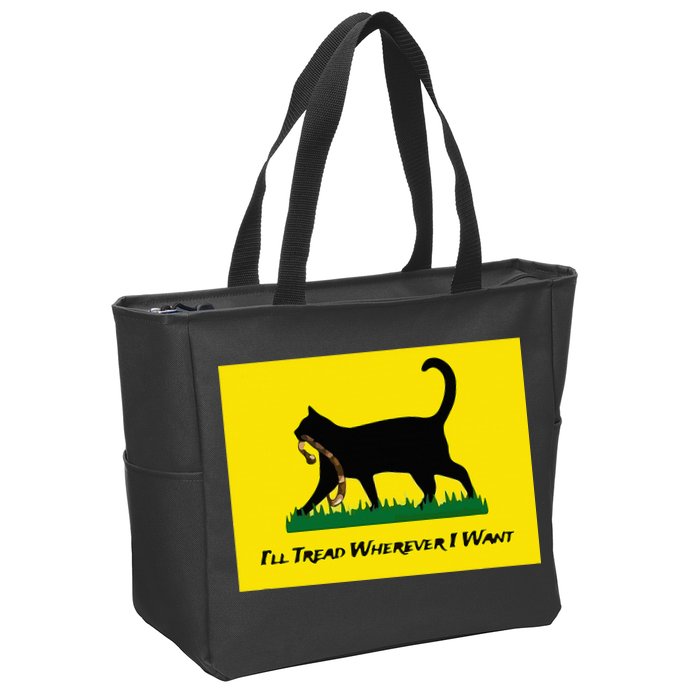 Cat Flag ILl Tread Wherever I Want Zip Tote Bag