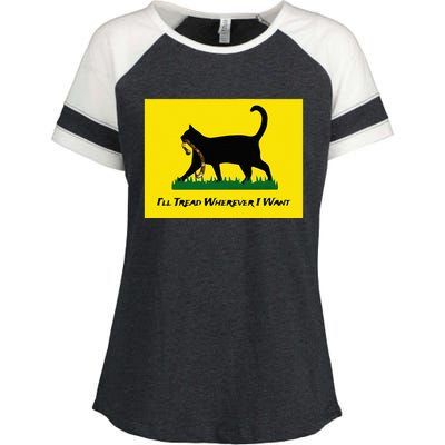 Cat Flag ILl Tread Wherever I Want Enza Ladies Jersey Colorblock Tee