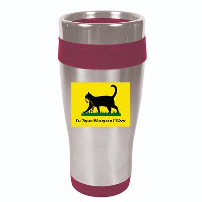 Cat Flag ILl Tread Wherever I Want 16oz Travel Tumbler