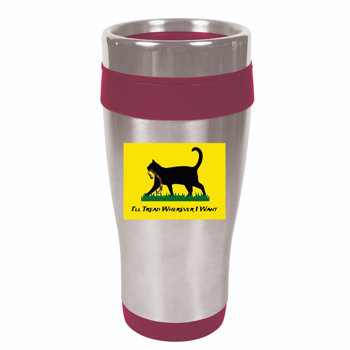 Cat Flag ILl Tread Wherever I Want 16oz Travel Tumbler