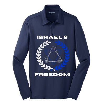 Classic Freedom Israel I Am With Israel Silk Touch Performance Long Sleeve Polo