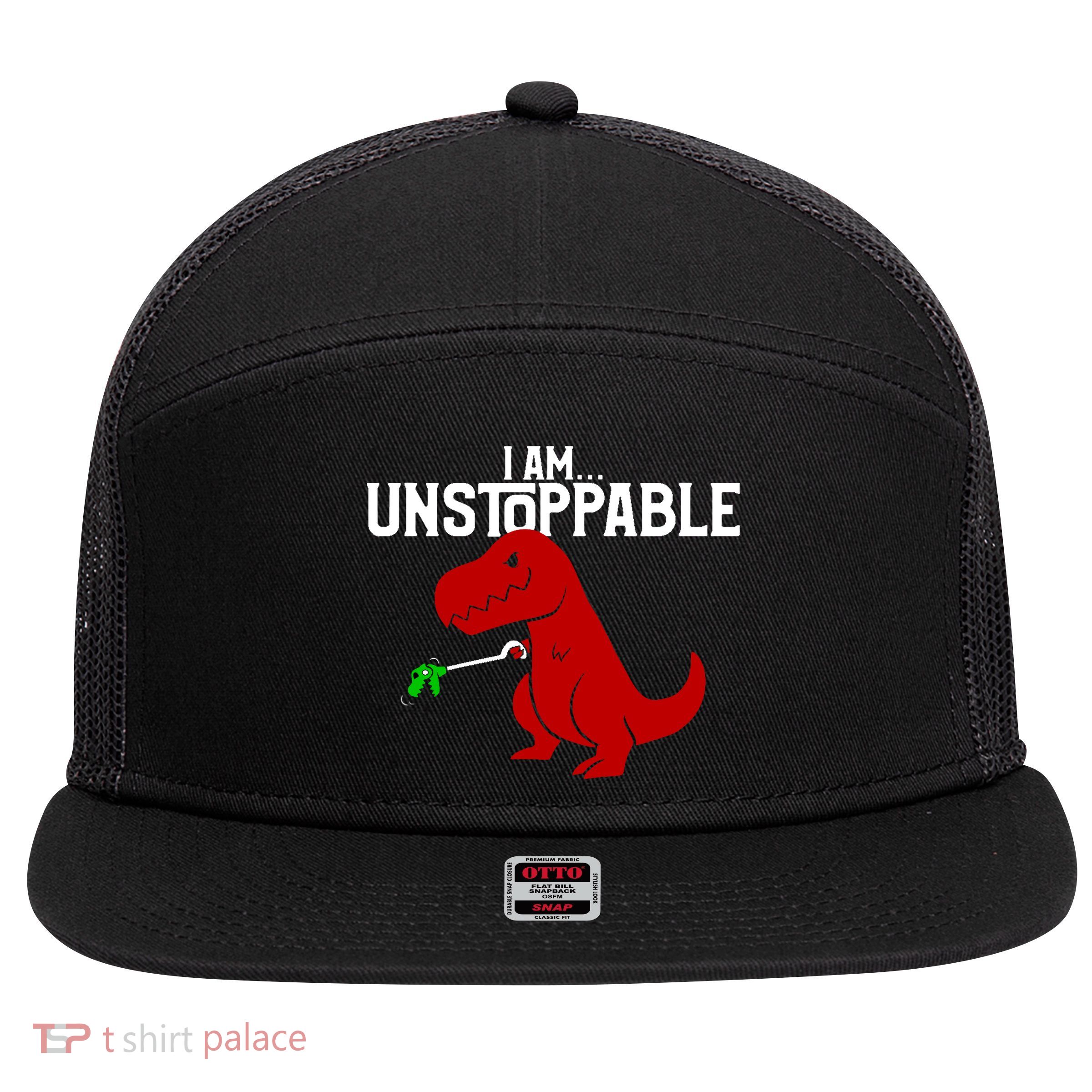 Cute & Funny I Am Unstoppable T-Rex Dinosaur 7 Panel Mesh Trucker Snapback Hat