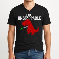 Cute & Funny I Am Unstoppable T-Rex Dinosaur V-Neck T-Shirt