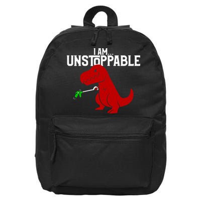 Cute & Funny I Am Unstoppable T-Rex Dinosaur 16 in Basic Backpack