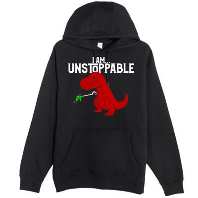 Cute & Funny I Am Unstoppable T-Rex Dinosaur Premium Pullover Hoodie