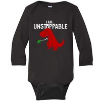 Cute & Funny I Am Unstoppable T-Rex Dinosaur Baby Long Sleeve Bodysuit