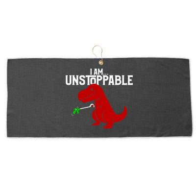 Cute & Funny I Am Unstoppable T-Rex Dinosaur Large Microfiber Waffle Golf Towel