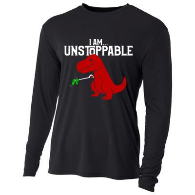 Cute & Funny I Am Unstoppable T-Rex Dinosaur Cooling Performance Long Sleeve Crew