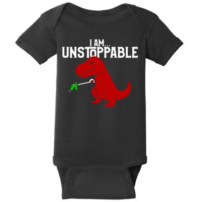 Cute & Funny I Am Unstoppable T-Rex Dinosaur Baby Bodysuit