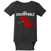 Cute & Funny I Am Unstoppable T-Rex Dinosaur Baby Bodysuit