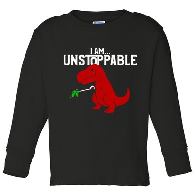 Cute & Funny I Am Unstoppable T-Rex Dinosaur Toddler Long Sleeve Shirt