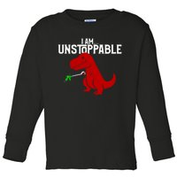 Cute & Funny I Am Unstoppable T-Rex Dinosaur Toddler Long Sleeve Shirt