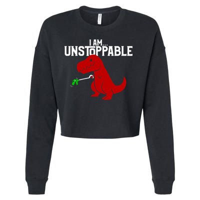 Cute & Funny I Am Unstoppable T-Rex Dinosaur Cropped Pullover Crew