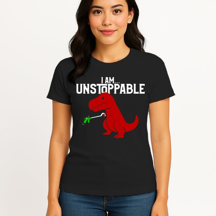 Cute & Funny I Am Unstoppable T-Rex Dinosaur Womens T-Shirt
