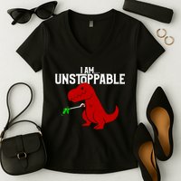 Cute & Funny I Am Unstoppable T-Rex Dinosaur Women's V-Neck T-Shirt