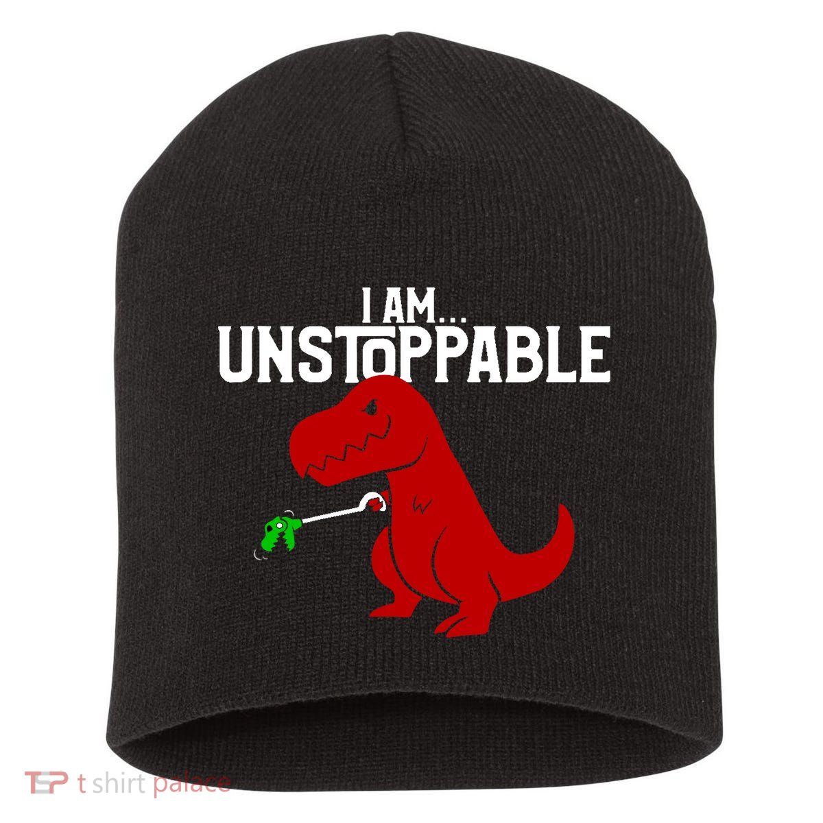 Cute & Funny I Am Unstoppable T-Rex Dinosaur Short Acrylic Beanie