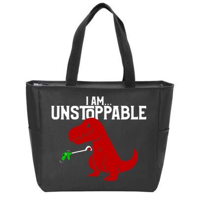 Cute & Funny I Am Unstoppable T-Rex Dinosaur Zip Tote Bag