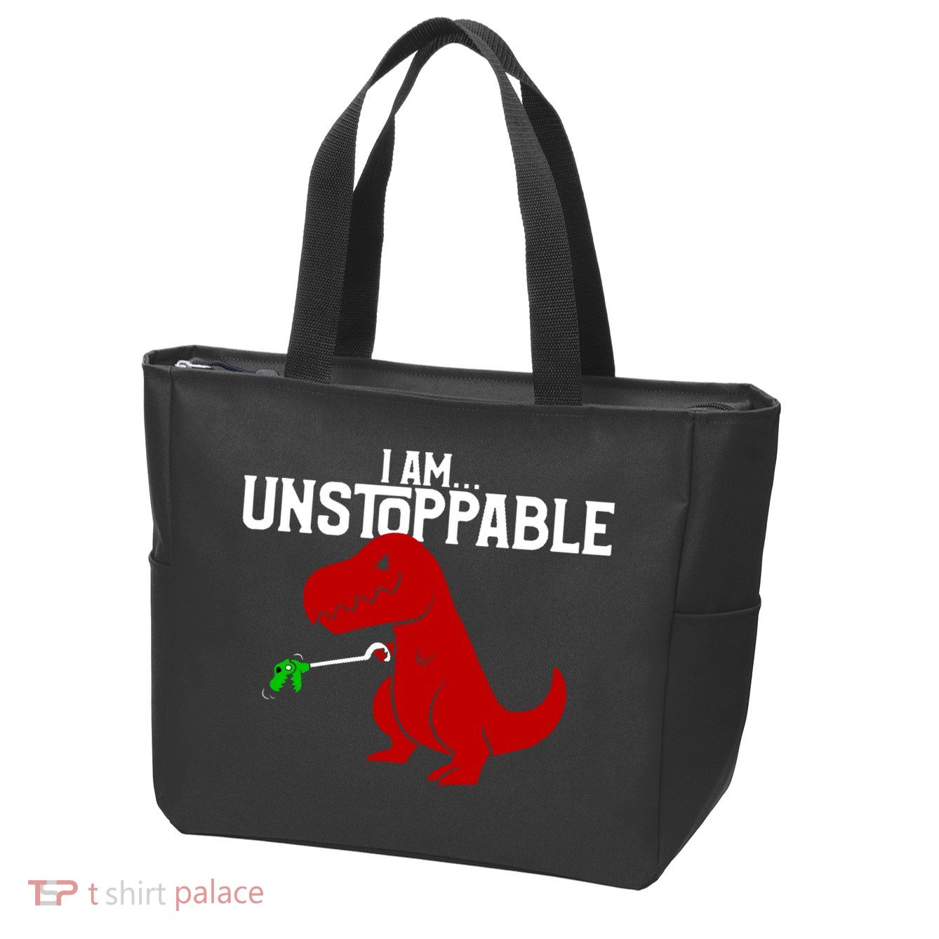 Cute & Funny I Am Unstoppable T-Rex Dinosaur Zip Tote Bag