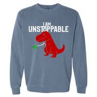 Cute & Funny I Am Unstoppable T-Rex Dinosaur Garment-Dyed Sweatshirt