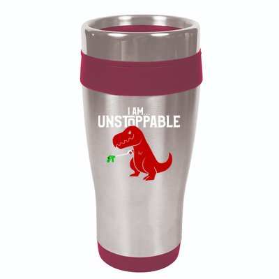 Cute & Funny I Am Unstoppable T-Rex Dinosaur 16oz Travel Tumbler