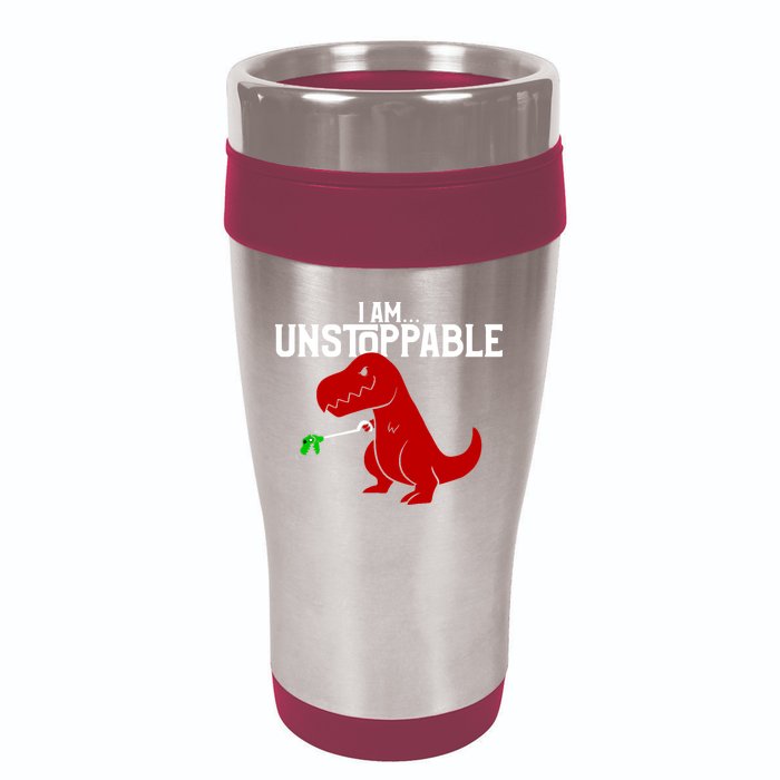 Cute & Funny I Am Unstoppable T-Rex Dinosaur 16oz Travel Tumbler