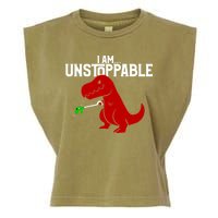 Cute & Funny I Am Unstoppable T-Rex Dinosaur Garment-Dyed Women's Muscle Tee