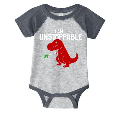 Cute & Funny I Am Unstoppable T-Rex Dinosaur Infant Baby Jersey Bodysuit