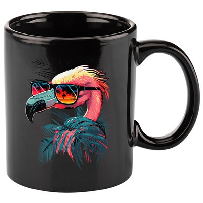 Cute Flamingo in Sunglasses Retro Vintage Funny Beach Summer 11oz C Handle Ceramic Mug