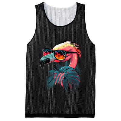 Cute Flamingo in Sunglasses Retro Vintage Funny Beach Summer Mesh Reversible Basketball Jersey Tank