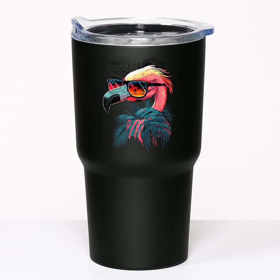 Cute Flamingo in Sunglasses Retro Vintage Funny Beach Summer Tumbler