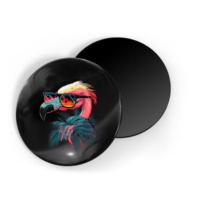 Cute Flamingo in Sunglasses Retro Vintage Funny Beach Summer Magnet