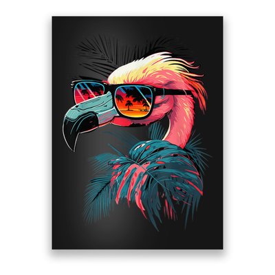 Cute Flamingo in Sunglasses Retro Vintage Funny Beach Summer Poster