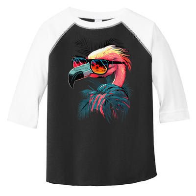 Cute Flamingo in Sunglasses Retro Vintage Funny Beach Summer Toddler Fine Jersey T-Shirt