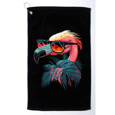 Cute Flamingo in Sunglasses Retro Vintage Funny Beach Summer Golf Towel
