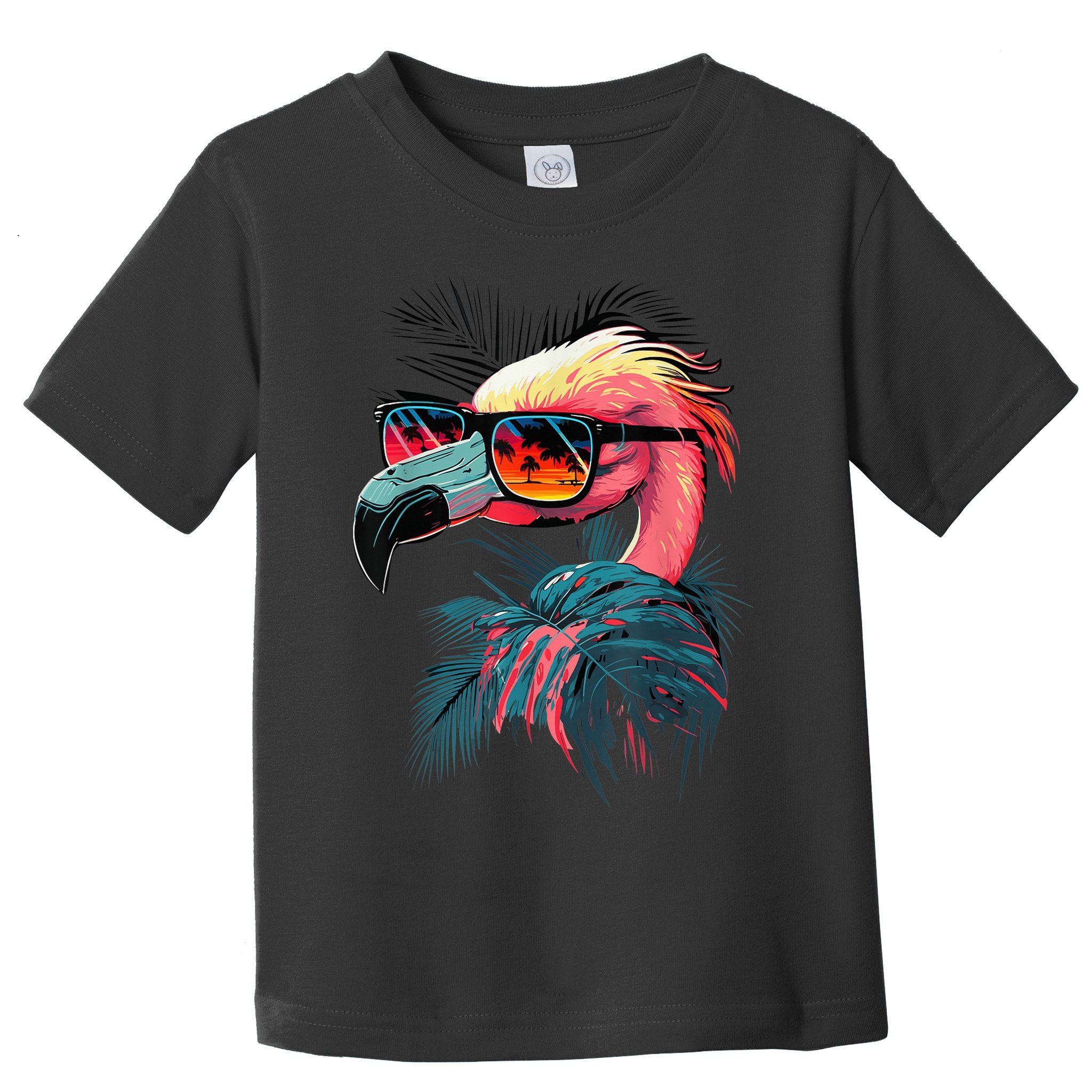 Cute Flamingo in Sunglasses Retro Vintage Funny Beach Summer Toddler T-Shirt