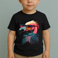 Cute Flamingo in Sunglasses Retro Vintage Funny Beach Summer Toddler T-Shirt