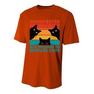 Cat Funny Introverted But Willing To Discuss Cats Performance Sprint T-Shirt