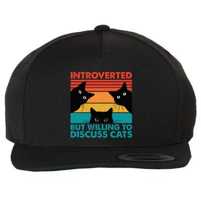 Cat Funny Introverted But Willing To Discuss Cats Wool Snapback Cap