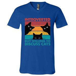 Cat Funny Introverted But Willing To Discuss Cats V-Neck T-Shirt