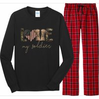 Camour Flag I Love My Soldier Military Army Wife USA Long Sleeve Pajama Set