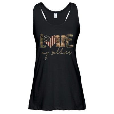 Camour Flag I Love My Soldier Military Army Wife USA Ladies Essential Flowy Tank