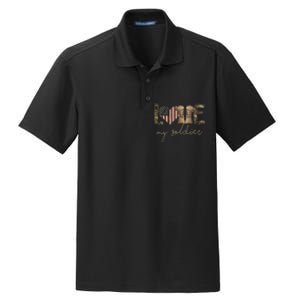 Camour Flag I Love My Soldier Military Army Wife USA Dry Zone Grid Polo