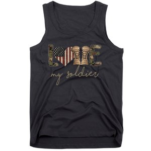 Camour Flag I Love My Soldier Military Army Wife USA Tank Top