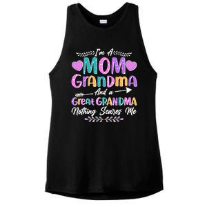 Cute Funny I'm A Mom Grandma And A Great Grandma Nothing Scares Me Ladies PosiCharge Tri-Blend Wicking Tank