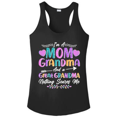 Cute Funny I'm A Mom Grandma And A Great Grandma Nothing Scares Me Ladies PosiCharge Competitor Racerback Tank