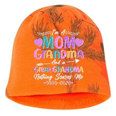 Cute Funny I'm A Mom Grandma And A Great Grandma Nothing Scares Me Kati - Camo Knit Beanie