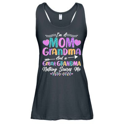 Cute Funny I'm A Mom Grandma And A Great Grandma Nothing Scares Me Ladies Essential Flowy Tank